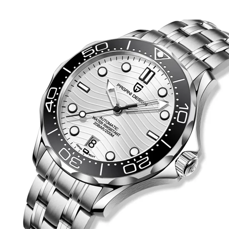 Pagani Design Seamaster White Dial Men's Watch- PD-1685